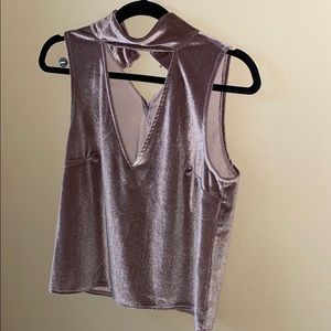 Purple Velvet Mock Neck Sexy Tank Top